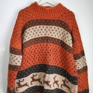 Handmade Vintage Wool Folk Sweater | Cozy Nordic Knit I Size M/L
